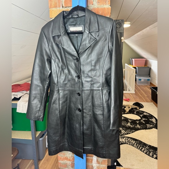 saguaro Jackets & Blazers - 90s Saguaro Leather Trench Style Coat